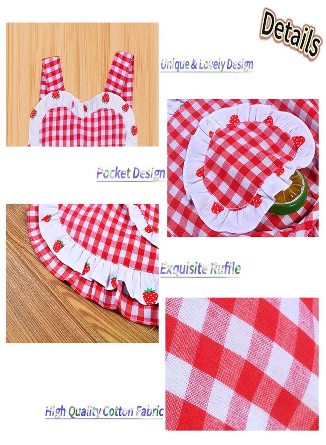 Love Potato Kids Aprons for Girls - Cute Gingham Toddler Girl's Apron for Ages 1-3 Years (Red2) - Image 5